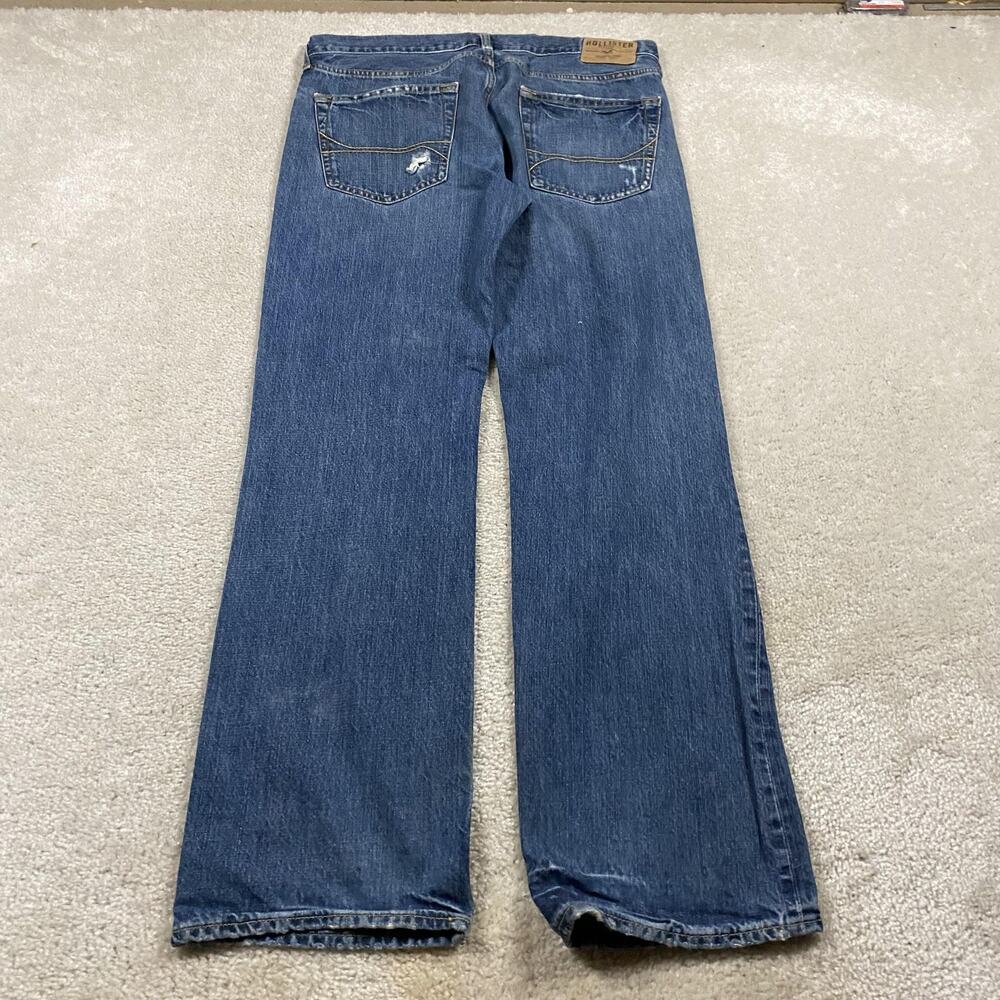 VTG Y2K Hollister Hermosa Low Rise Boot Jeans Mens 34x34 Blue Distressed Bootcut - Picture 2 of 13